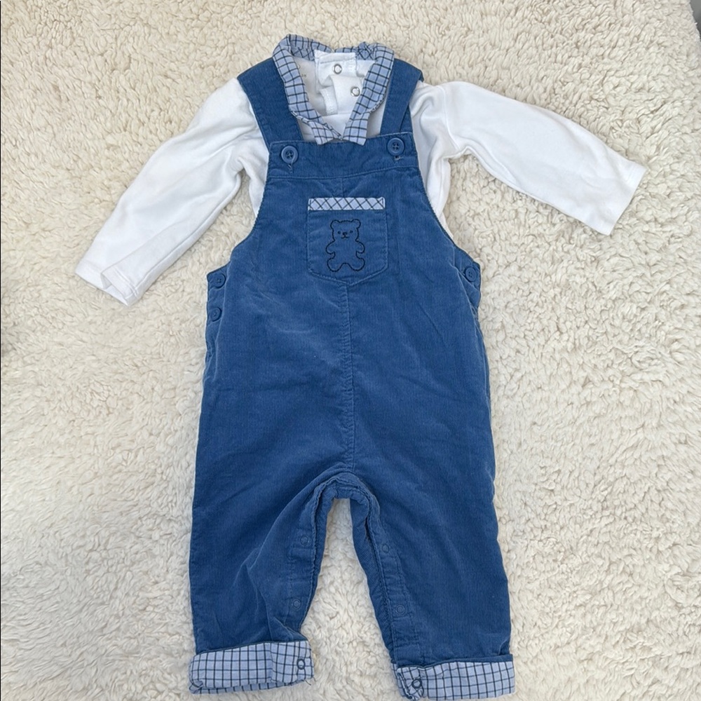 Blue Overalls with White Shirt